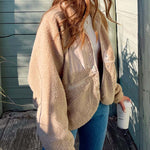 Zipper Button Fleece Sherpa Jacket Bear Teddy Coat