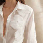Long Sleeves Applique Split-Joint Lapel Blouses&Shirts Tops