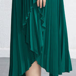Batwing Sleeves Loose Pleated Solid Color Maxi Dresses
