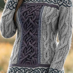 Women's Irish Celtic Knotted Contrast Jacquard Sweater