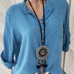 Daily V Neck Buttons Long Sleeve Solid Blouses