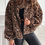 Retro leopard print plush short coat