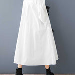 A-Line Long Sleeves Buttoned Split-Joint Lapel Midi Dresses Shirt Dress
