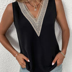 Loose Sleeveless Split-Joint V-Neck Blouses Vest Top