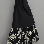 A-Line High-Low Asymmetric Flower Print Split-Joint V-Neck Midi Dresses