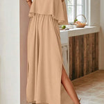 Comfort slit ruffled suspenders jumpsuit