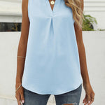 Solid color chiffon shirt loose V-neck pullover sleeveless top vest
