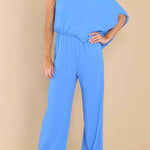 Slim drape high waist casual jumpsuit