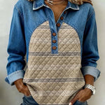 Women'S Casual Color-Blocked Pullover Sweatshirt