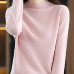 Office Long Sleeves Solid Color High-Neck Sweater Tops Pullovers