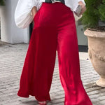 High Waisted Loose Pockets Solid Color Pants Trousers