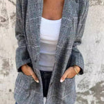 Stylish Casual Retro Plaid Lapel Suit Coat