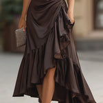 Wrap Ruffle Hem Midi Dress