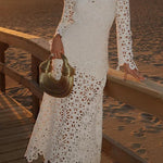 Forever Sunsets Crochet Back Lace-up Coverup Maxi Dress