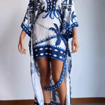 Chic fake two-piece lace-up printed dress
