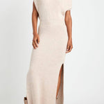 Book Club Knit Turtleneck Cap Sleeve Slit Sweater Midi Dress