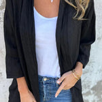 Solid Color Casual Long Sleeve Loose Pocket Cardigan