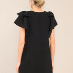 Flared Sleeves Loose Comfort Solid Color V-Neck Mini Dresses