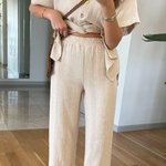 Casual V-Neck Short Sleeves & Pants Two-Piece Set