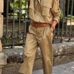 Classic Charm Strap Details Pocketed Cargo Style Zipper Loose Jacket