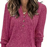 Mira ��� Soft Ribbed V-Neck Knit Top
