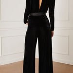 Love One Another Velvet Pocketed Cutout Back Jumpsuit