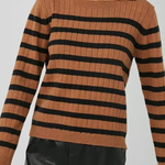 Lapel Loose Casual Striped Knit Sweater
