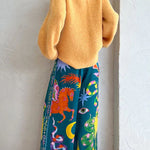 Pierson Linen Blend Unique Print Elastic Waist Pocketed Wide Leg Pants