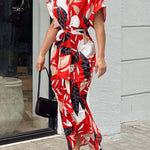 Elasticated Waist High Waisted Buttoned Pleated Solid Color Split-Joint Tied Waist Lapel Maxi Dresses Shirt Dress