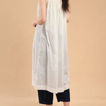 Loose Sleeveless Pleated See-Through Round-Neck Midi Dresses