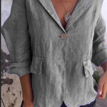 Cotton and Linen Casual Lapel Single-button Thin Coat (Buy 2 Free Shipping)