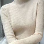 Casual Skinny Long Sleeves Solid Color Half Turtleneck Sweater Tops
