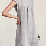 Casual Cap Sleeve Loose Solid Color Round-Neck Mini Dresses