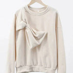 Solid Color Round Neck Long Sleeve Bow Loose Sweatshirts