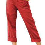 Solid color cotton and linen fashionable loose high waist casual pants