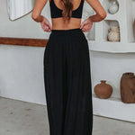 Travel Halfway Smocked Pocketed Wide Leg Pants