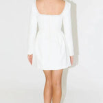 You'll Remember Me Pearl Embellished Square Neck Long Sleeve Mini Dress