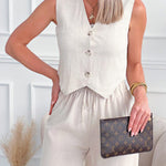 Linen Blend Tailored Stylish Versatile Tank Top