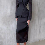 Perfectly Shaped Organza High Rise Side Zipper Pencil Midi Skirt