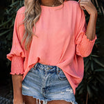Zeagoo Zeagoo 3/4 Ruched Sleeves Shirt Loose Pullover Top for Women Casual Work Office Loose Fit 2026 | Under $40