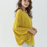 Vintage Loose Round-Neck Batwing Sleeves Shirts
