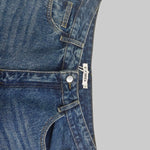 High Waisted Wide Leg Contrast Color Fringed Split-Joint Jean Pants Bottoms