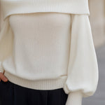 Off-Shoulder Knit Sweater With Folded Collar