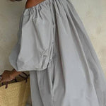 Casual Solid Shoulder Loose Dress