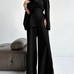 High Waisted Loose Solid Color Split-Joint Pants Trousers