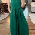 Cotton and linen loose casual one-piece wide-leg overalls