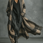 Women's Retro Loose Striped Colorblock Long Cardigan