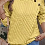 Solid Color Plaid Turtleneck Button Casual Sweatshirt