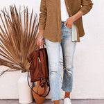 Lugogne Relaxed Lapel Oversized Long Sleeve Shirt