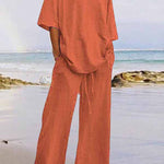 Casual Living Solid O Neck Short Sleeve Two Pieces(11 Colors)